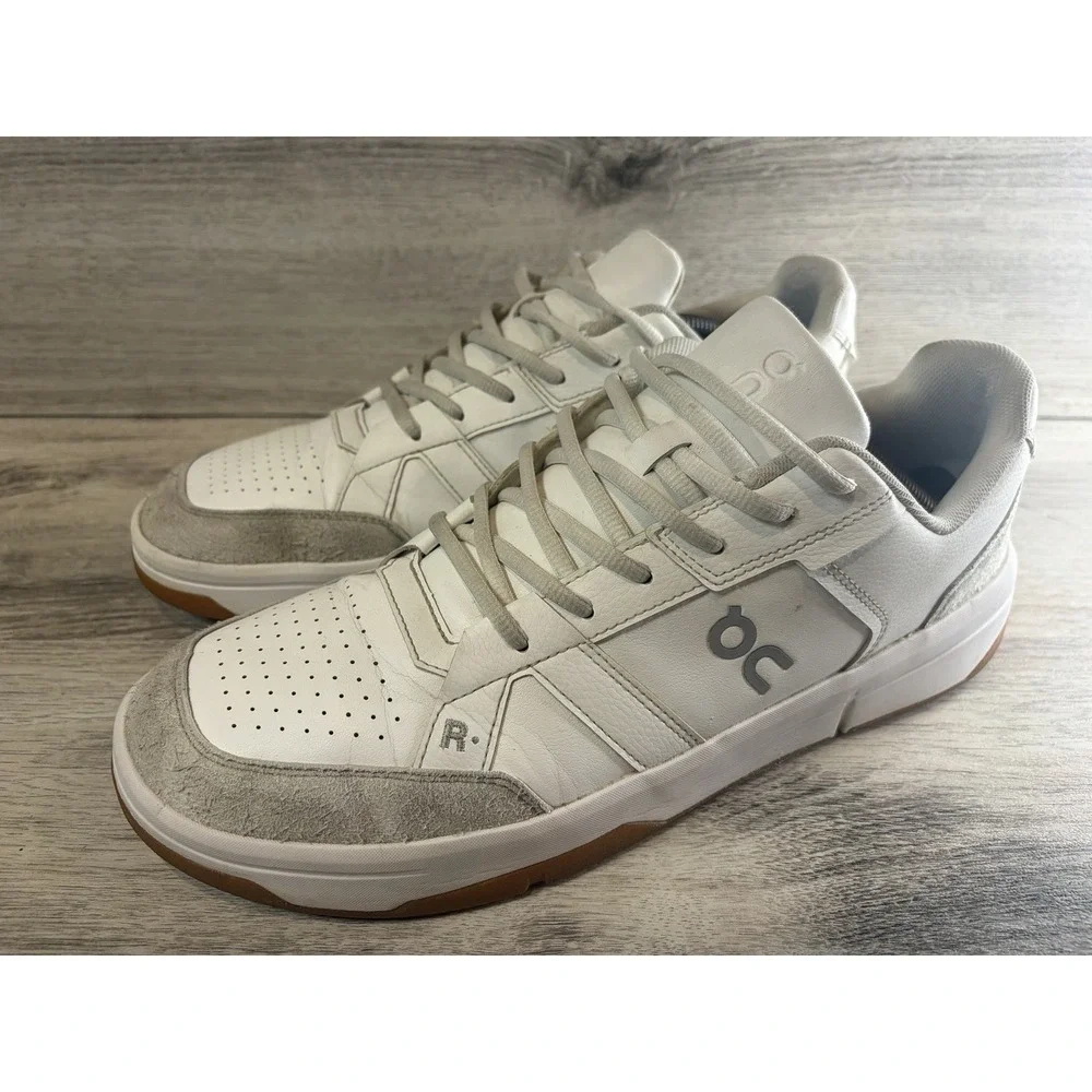 On The Rodger Clubhouse Mens Sneakers Shoes Size 12 Triple White Leather Cloud